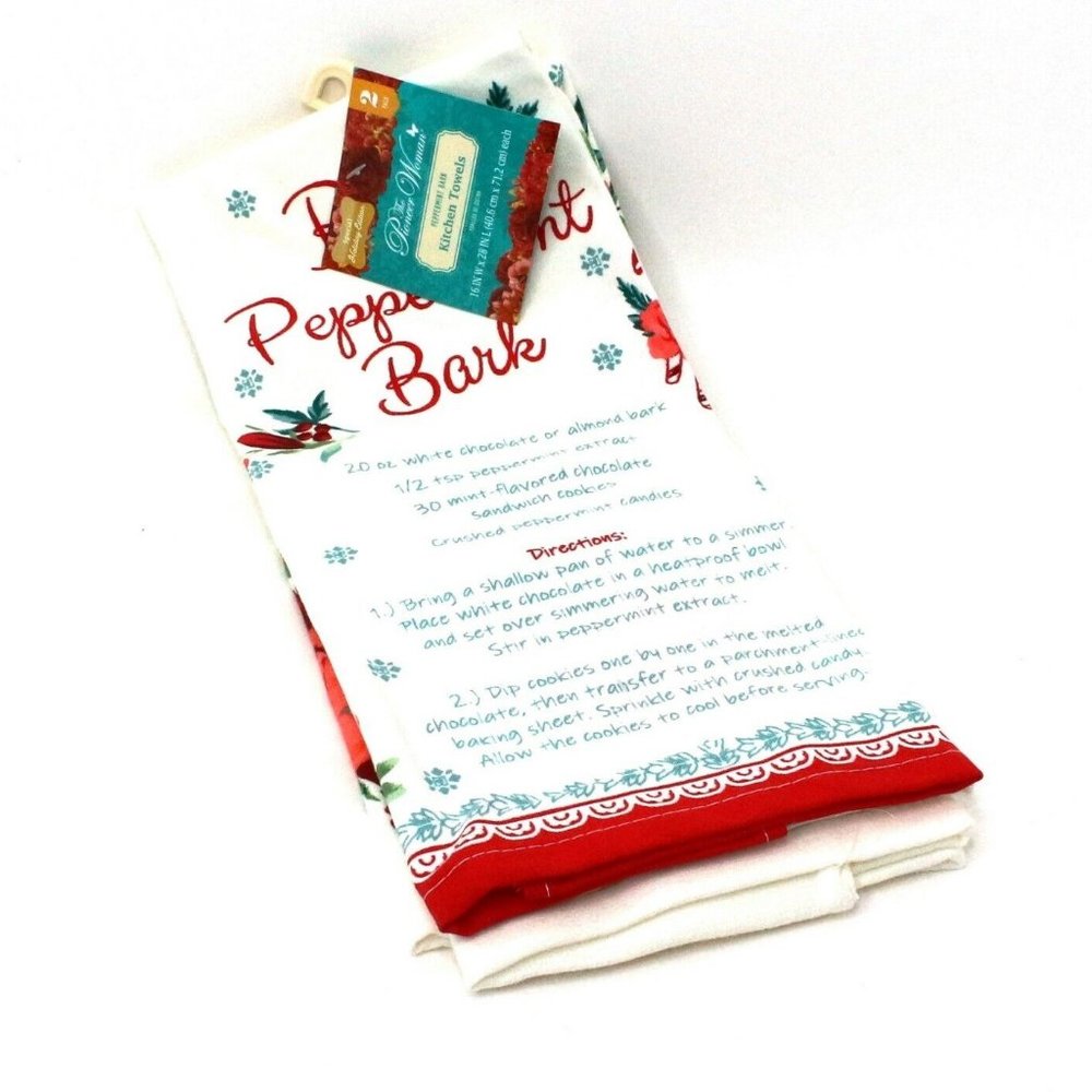 The Pioneer Woman Peppermint Bark Kitchen Towel Set of 2 NWT Dish Christmas